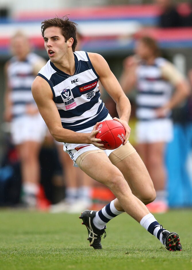 VFL 2016 Rd 10 - Footscray v Geelong MELBOURNE, AUSTRALIA - JUNE 11: James Parsons of Geelong runs with the ball during the round ten VFL match between the Footscray Bulldogs and Geelong at Whitten Oval on June 11, 2016 in Melbourne, Australia. (Photo by Scott Barbour/AFL Media)